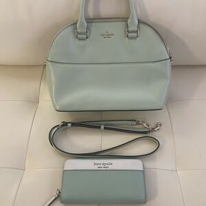 Kate Spade Light mint Green Satchel and Wallet